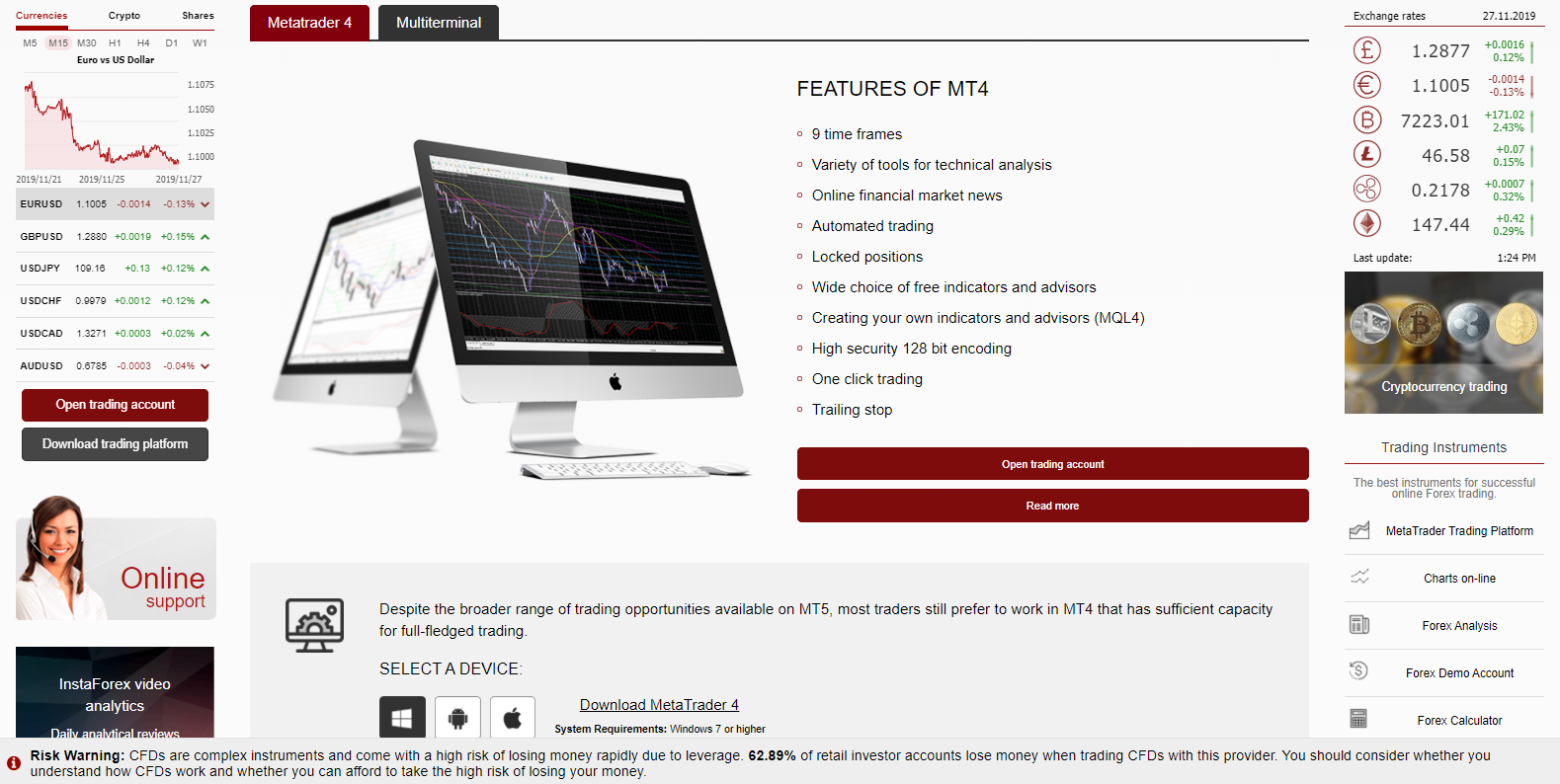 InstaForex MT4 offering InstaForex MT4 offering